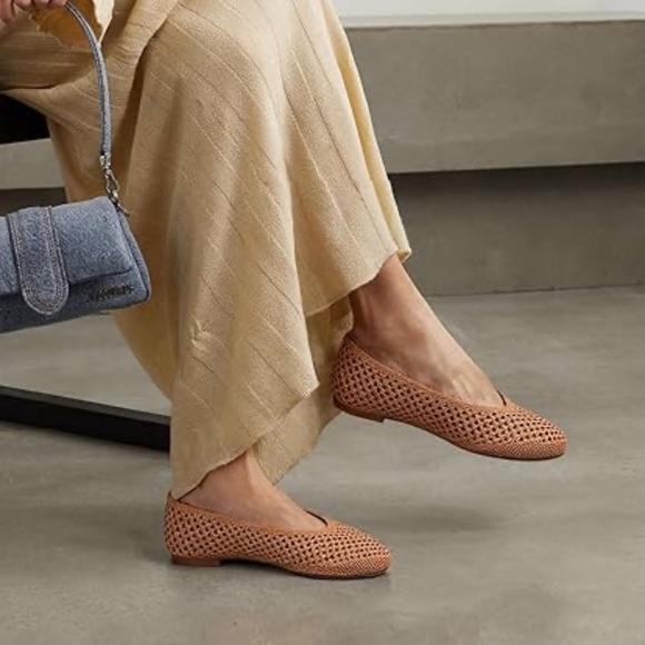 Women's Tan Woven Closed Toe Flats, 10 - Picture 5 of 7